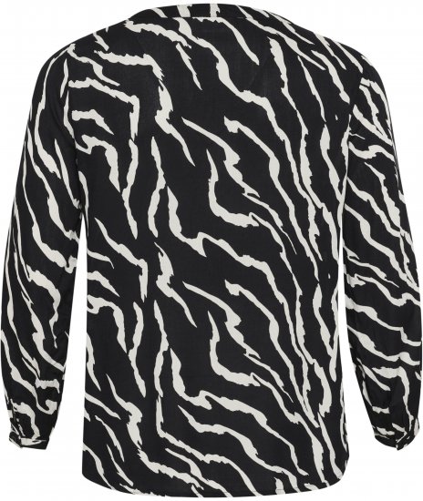 Kaffe Curve Mirta Tilly Pusero Musta / Antiikinvalkoinen Seeprakuosi - Naisten puserot ja tunikat isot koot - 