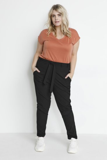 Kaffe Curve Jia Housut Vyöllä Musta - Naisten farkut ja housut isot koot - 