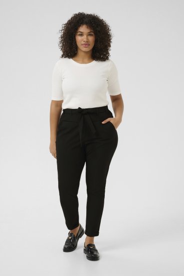 Kaffe Curve Jia Housut Vyöllä Musta - Naisten farkut ja housut isot koot - 