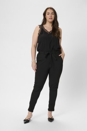 Kaffe Curve Jia Housut Vyöllä Musta - Naisten farkut ja housut isot koot - 