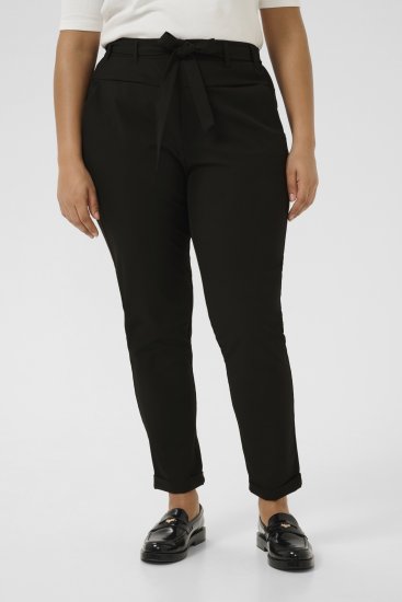 Kaffe Curve Jia Housut Vyöllä Musta - Naisten farkut ja housut isot koot - 