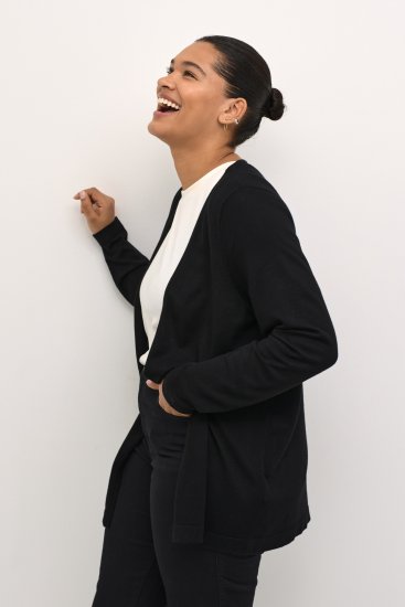 Kaffe Curve Farsia Neuletakki Musta - Naisten hupparit ja collegepaidat isot koot - 