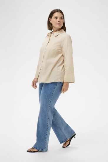 Kaffe Curve Josa Shirt Feather Grey Stripe - Paitapuserot - 