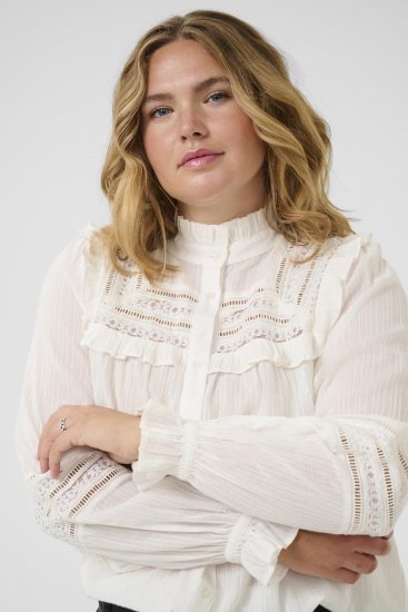 Kaffe Curve Jessa Shirt Long Sleeve White - Paitapuserot - 