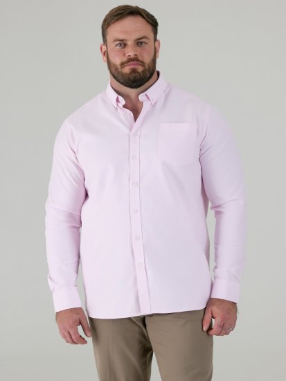 D555 Richard Pitkähihainen Oxford-Paita TALL Vaaleanpunainen - TALL kauluspaidat - 