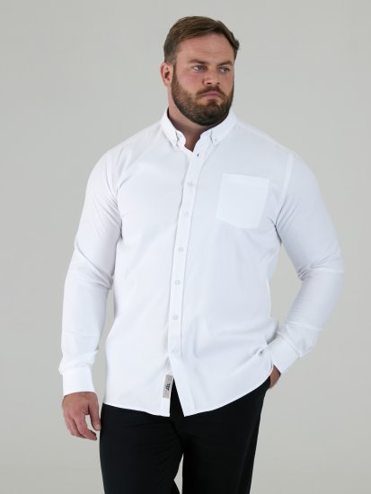 D555 Richard Pitkähihainen Oxford-Paita TALL Valkoinen - TALL kauluspaidat - 