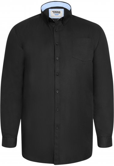 D555 Richard Pitkähihainen Oxford-Paita TALL Musta - TALL kauluspaidat - 
