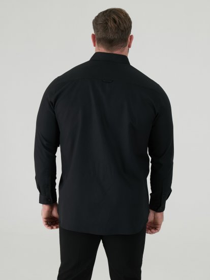 D555 Richard Pitkähihainen Oxford-Paita TALL Musta - TALL kauluspaidat - 