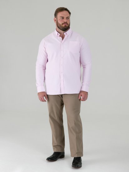 D555 Richard Pitkähihainen Oxford-Paita TALL Vaaleanpunainen - TALL kauluspaidat - 