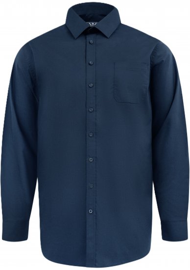D555 Oliver Tahrankestävä Silitysvapaa Joustava Pitkähihainen Paita Laivastonsininen - Kauluspaidat - Miesten isot kauluspaidat 2XL – 8XL