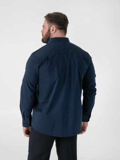 D555 Oliver Tahrankestävä Silitysvapaa Joustava Pitkähihainen Paita Laivastonsininen - Kauluspaidat - Miesten isot kauluspaidat 2XL – 8XL