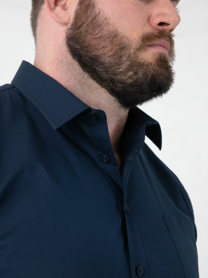 D555 Oliver Tahrankestävä Silitysvapaa Joustava Pitkähihainen Paita Laivastonsininen - Kauluspaidat - Miesten isot kauluspaidat 2XL – 8XL