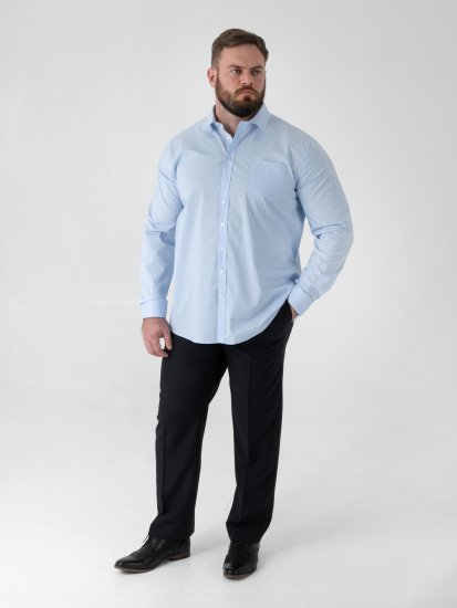 D555 Oliver Tahrankestävä Silitysvapaa Joustava Pitkähihainen Paita Taivaansininen - Kauluspaidat - Miesten isot kauluspaidat 2XL – 8XL