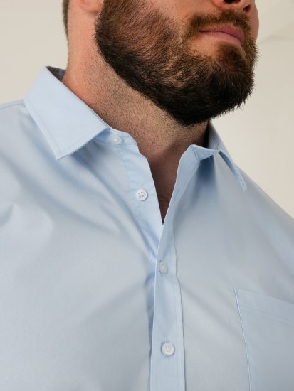 D555 Oliver Tahrankestävä Silitysvapaa Joustava Pitkähihainen Paita Taivaansininen - Kauluspaidat - Miesten isot kauluspaidat 2XL – 8XL