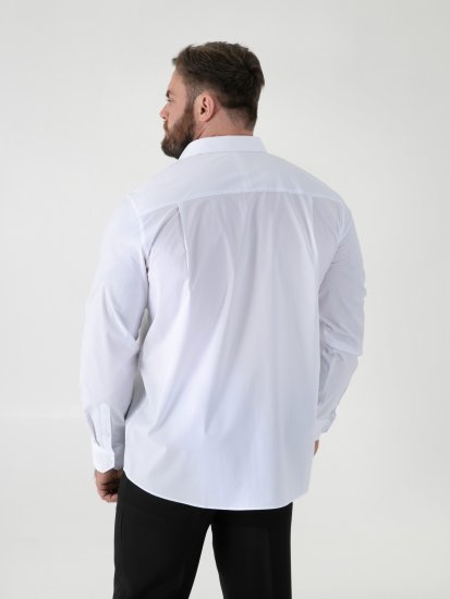 D555 Oliver Tahrankestävä Silitysvapaa Joustava Pitkähihainen Paita Valkoinen - Kauluspaidat - Miesten isot kauluspaidat 2XL – 8XL