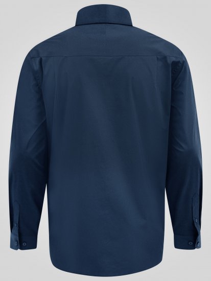D555 Oliver Tahrankestävä Silitysvapaa Joustava Pitkähihainen Paita Laivastonsininen - Kauluspaidat - Miesten isot kauluspaidat 2XL – 8XL