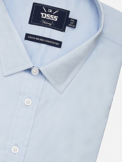 D555 Oliver Tahrankestävä Silitysvapaa Joustava Pitkähihainen Paita Taivaansininen - Kauluspaidat - Miesten isot kauluspaidat 2XL – 8XL