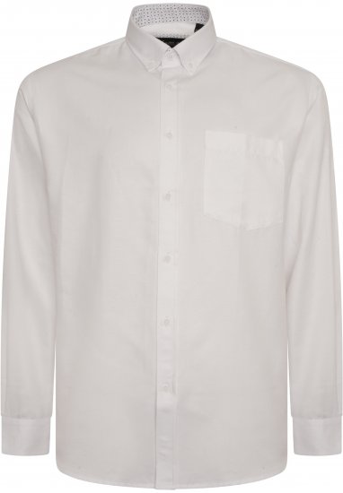 Kam Jeans P020 Premium Long sleeve Oxford Shirt White - Kauluspaidat - Miesten isot kauluspaidat 2XL – 8XL