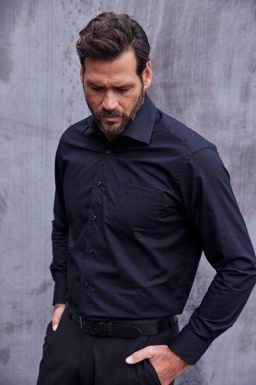 JP1880 Comfort Fit with Chest Pocket Shirt TALL Black - TALL kauluspaidat - 