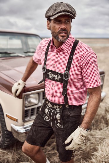 JP1880 Shirt Traditional Checked Short Sleeve Red - Kauluspaidat - Miesten isot kauluspaidat 2XL – 8XL