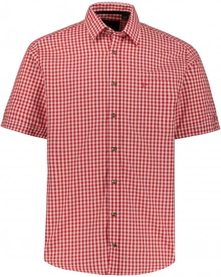 JP1880 Shirt Traditional Checked Short Sleeve Red - Kauluspaidat - Miesten isot kauluspaidat 2XL – 8XL