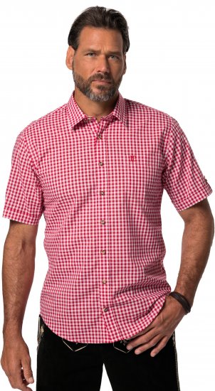JP1880 Shirt Traditional Checked Short Sleeve Red - Kauluspaidat - Miesten isot kauluspaidat 2XL – 8XL