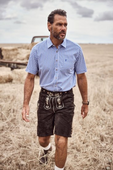 JP1880 Short Sleeve Check Print Traditional Shirt Blue - Kauluspaidat - Miesten isot kauluspaidat 2XL – 8XL