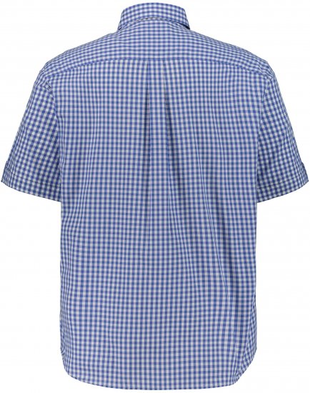 JP1880 Short Sleeve Check Print Traditional Shirt Blue - Kauluspaidat - Miesten isot kauluspaidat 2XL – 8XL