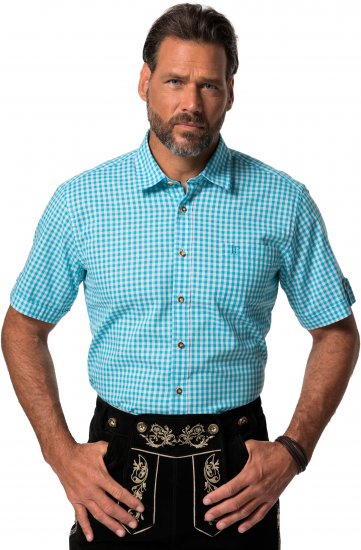 JP1880 Shirt Traditional Short Sleeve Turquoise - Kauluspaidat - Miesten isot kauluspaidat 2XL – 8XL
