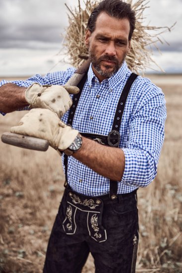 JP1880 Shirt Traditional Checked Long Sleeve Blue - Kauluspaidat - Miesten isot kauluspaidat 2XL – 8XL