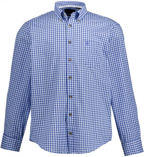 JP1880 Shirt Traditional Checked Long Sleeve Blue - Kauluspaidat - Miesten isot kauluspaidat 2XL – 8XL