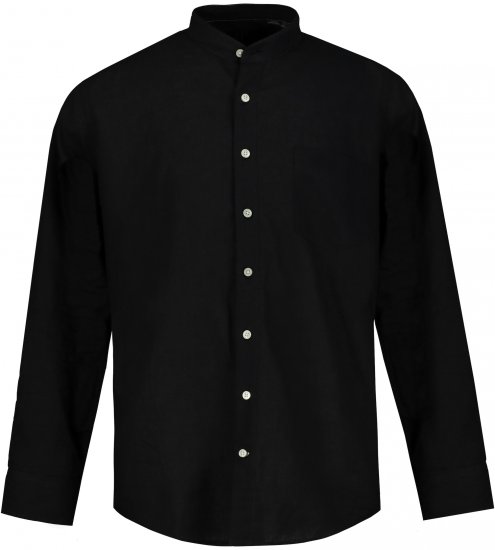 JP1880 Shirt Linen Blend Long Sleeve Black TALL - MIESTEN VAATTEET MT-6XLT - Pitkien miesten vaatteet
