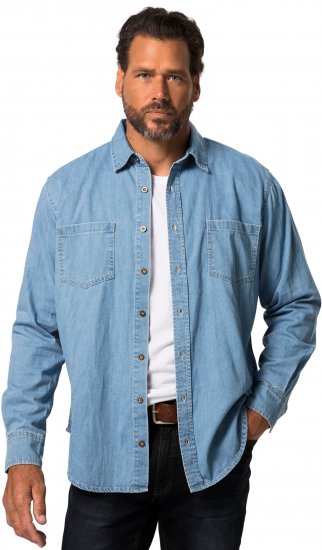 JP1880 Shirt Denim Long Sleeve Light Blue TALL - MIESTEN VAATTEET MT-6XLT - Pitkien miesten vaatteet