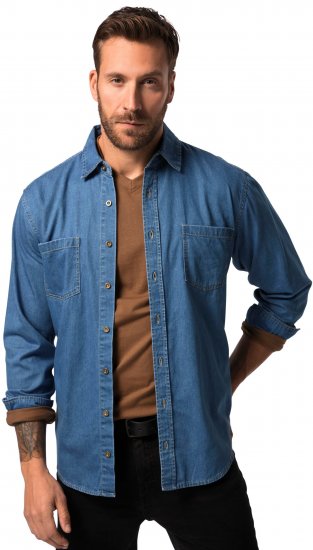 JP1880 Shirt Denim Long Sleeve Blue TALL - MIESTEN VAATTEET MT-6XLT - Pitkien miesten vaatteet