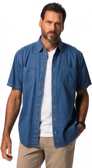 JP1880 Shirt Denim Short Sleeve Blue TALL - MIESTEN VAATTEET MT-6XLT - Pitkien miesten vaatteet