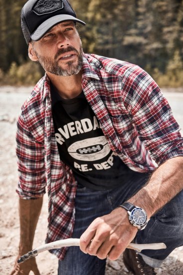 JP1880 Shirt Flannel Checked Long Sleeve Red TALL - MIESTEN VAATTEET MT-6XLT - Pitkien miesten vaatteet