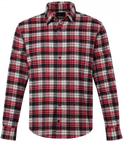 JP1880 Shirt Flannel Checked Long Sleeve Red TALL - MIESTEN VAATTEET MT-6XLT - Pitkien miesten vaatteet