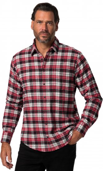 JP1880 Shirt Flannel Checked Long Sleeve Red TALL - MIESTEN VAATTEET MT-6XLT - Pitkien miesten vaatteet