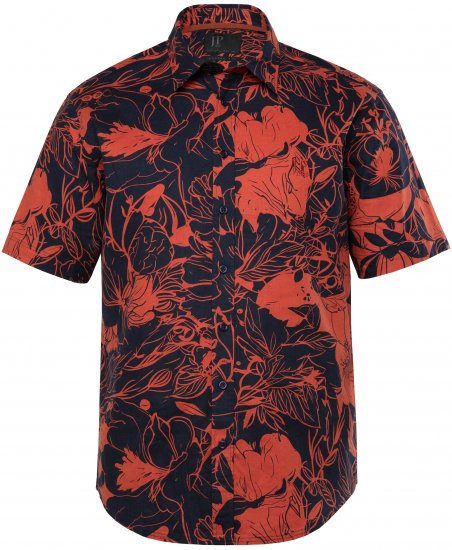 JP1880 Shirt Short Sleeve Linen Blend Red - Kauluspaidat - Miesten isot kauluspaidat 2XL – 8XL