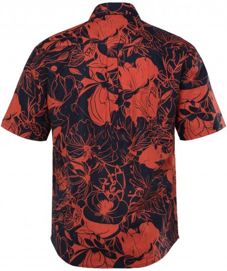JP1880 Shirt Short Sleeve Linen Blend Red - Kauluspaidat - Miesten isot kauluspaidat 2XL – 8XL
