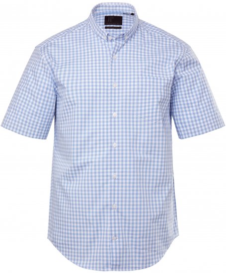 JP1880 Shirt Traditional Short Sleeve Checked Light Blue - Kauluspaidat - Miesten isot kauluspaidat 2XL – 8XL