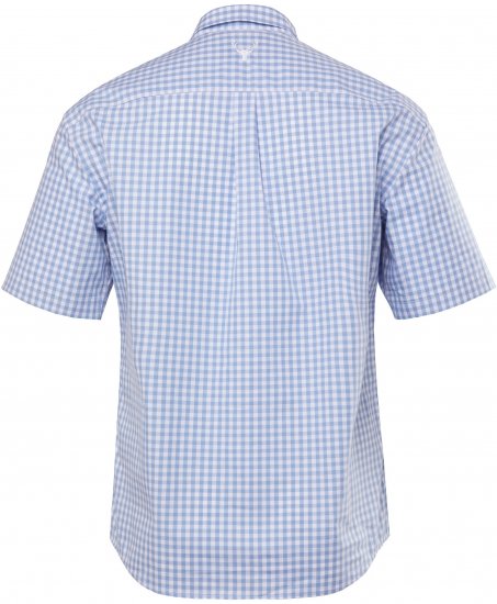 JP1880 Shirt Traditional Short Sleeve Checked Light Blue - Kauluspaidat - Miesten isot kauluspaidat 2XL – 8XL