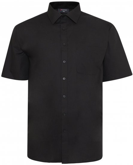 Espionage SH147 Plain Collar Short Sleeve Shirt Black - Kauluspaidat - Miesten isot kauluspaidat 2XL – 8XL