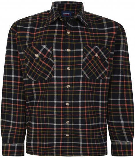 Espionage SH401 Checked Cotton Overshirt Black/Red - Kauluspaidat - Miesten isot kauluspaidat 2XL – 8XL