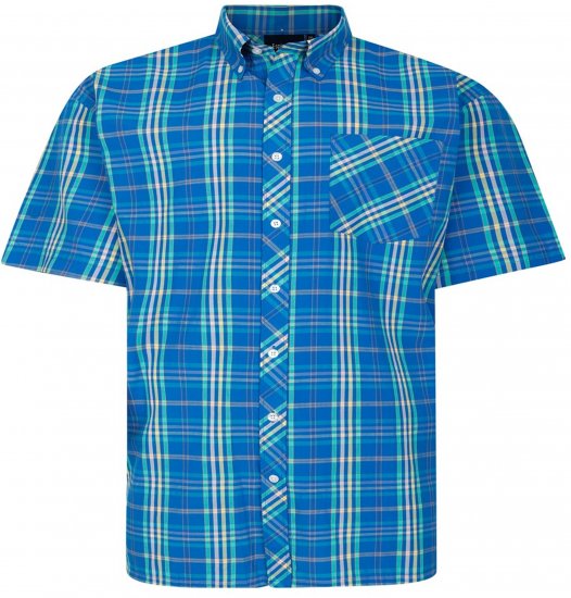 Espionage SH443 Checked Short Sleeve Shirt Royal/Mint/Lemon - Lyhythihaiset kauluspaidat - Lyhythihaiset Kauluspaidat Isot Koot