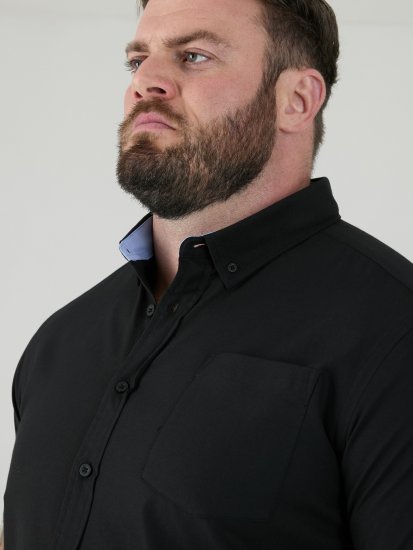 D555 James Lyhythihainen Oxford-Paita TALL Musta - TALL kauluspaidat - 