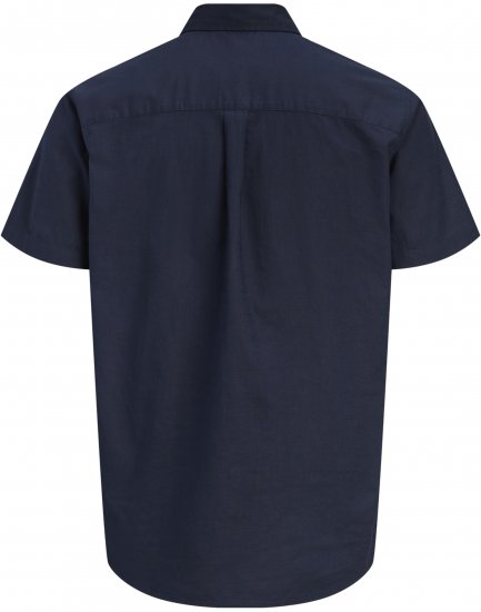 Jack & Jones Henry Slub Short Sleeve Navy - Kauluspaidat - Miesten isot kauluspaidat 2XL – 8XL