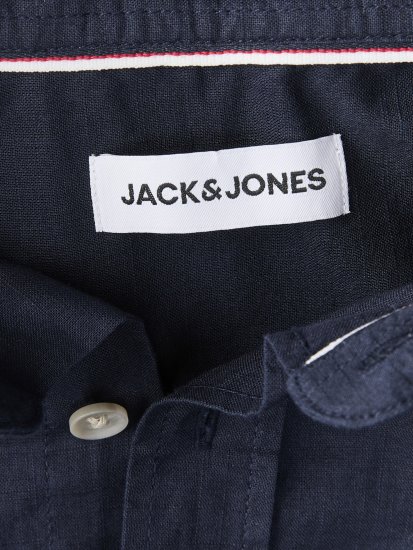 Jack & Jones Henry Slub Short Sleeve Navy - Kauluspaidat - Miesten isot kauluspaidat 2XL – 8XL
