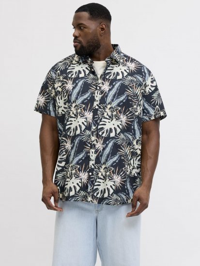 Jack & Jones Honolulu Short Sleeve Resort Shirt Black - Kauluspaidat - Miesten isot kauluspaidat 2XL – 8XL