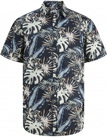 Jack & Jones Honolulu Short Sleeve Resort Shirt Black - Kauluspaidat - Miesten isot kauluspaidat 2XL – 8XL